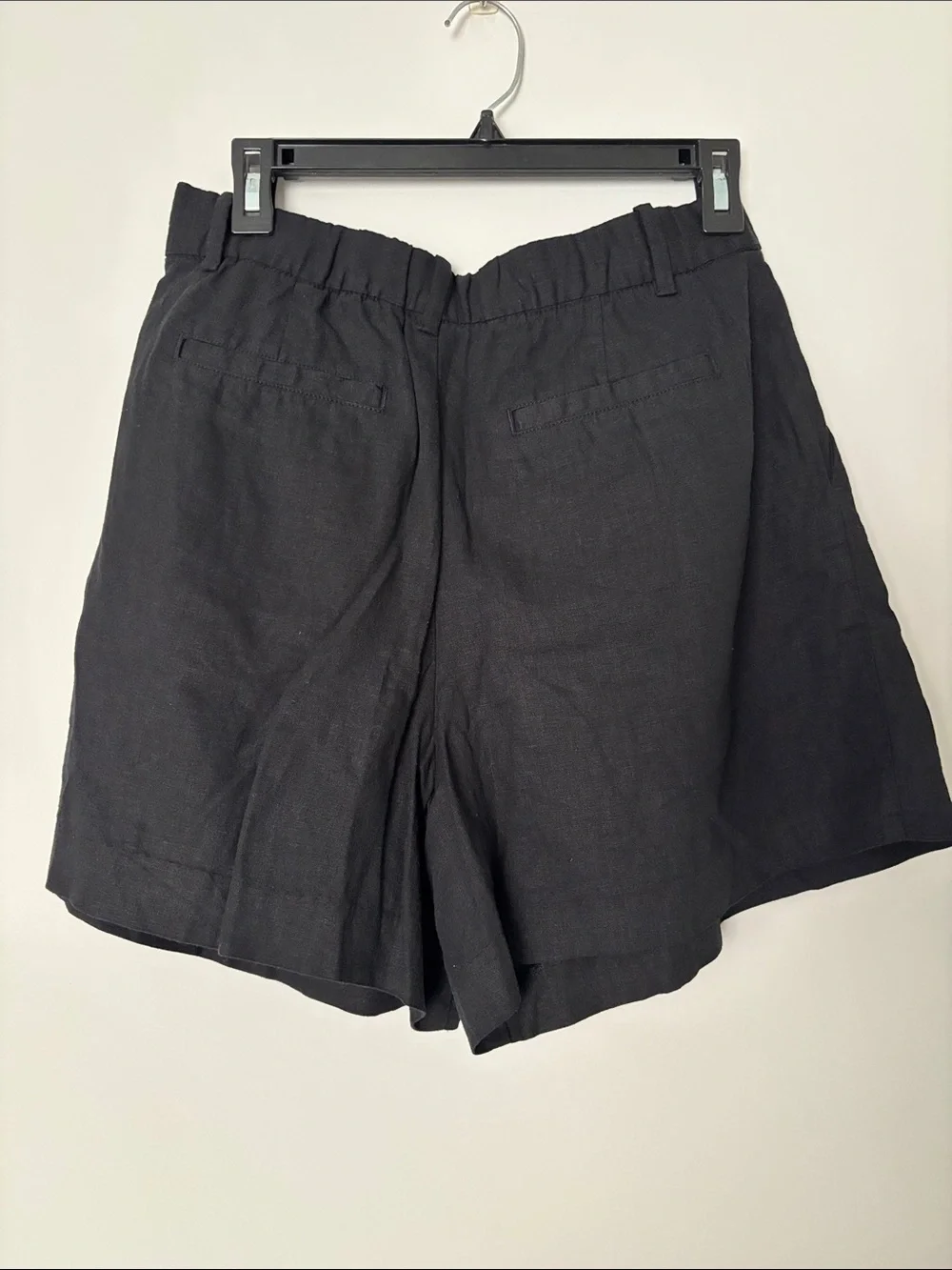 GAP Black High-Waist Linen-Blend Shorts